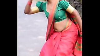 young south indian half saree boobs press