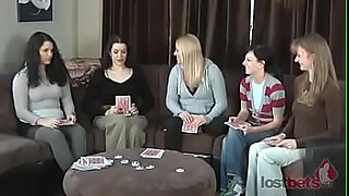 3 gorgeous honeys play a strip card game