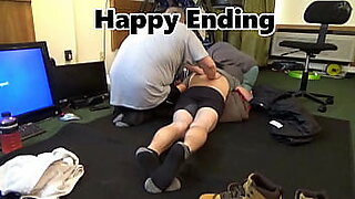 clothed wife gives handjob with happy end