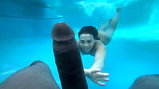 petite brunette and bbc by pool