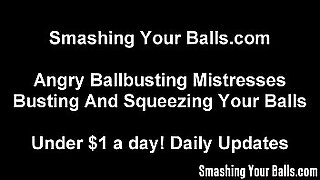 5 girls ballbusting